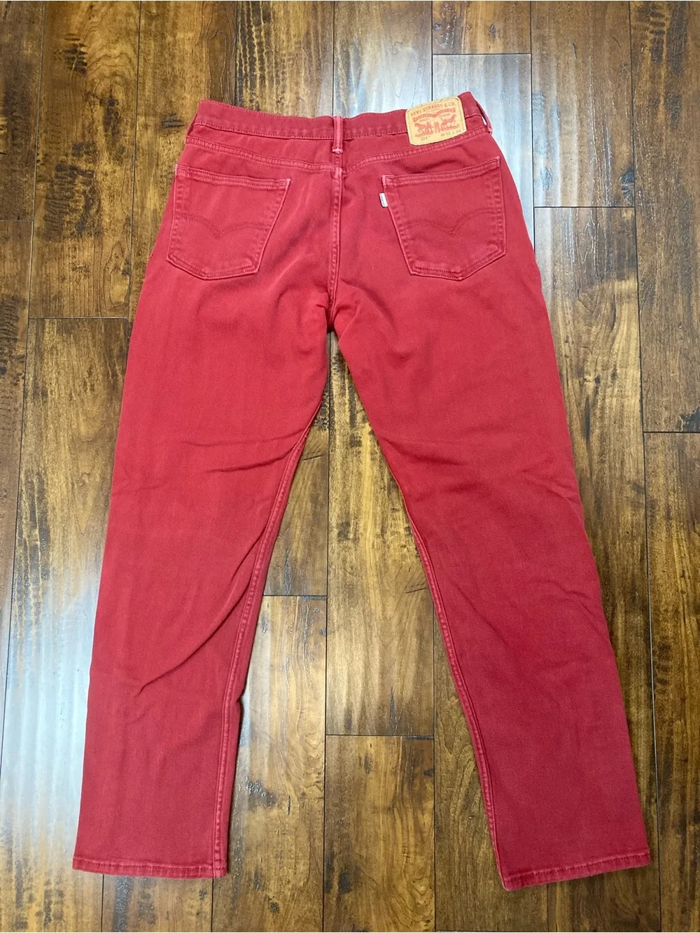 LEVI’S 514 Men’s Jeans Red Stretch Straight Leg White Tab Size 32 x 34